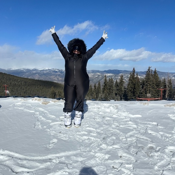 ASOS Plus Size Black Snowsuit w/ Fur Hood - Picture 3 of 5